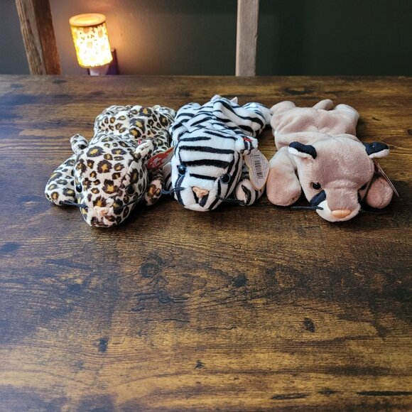 Ty Beanie Babies Blizzard Freckles Canyon The Cougar Wild Cats Vintage NWT - Picture 2 of 11